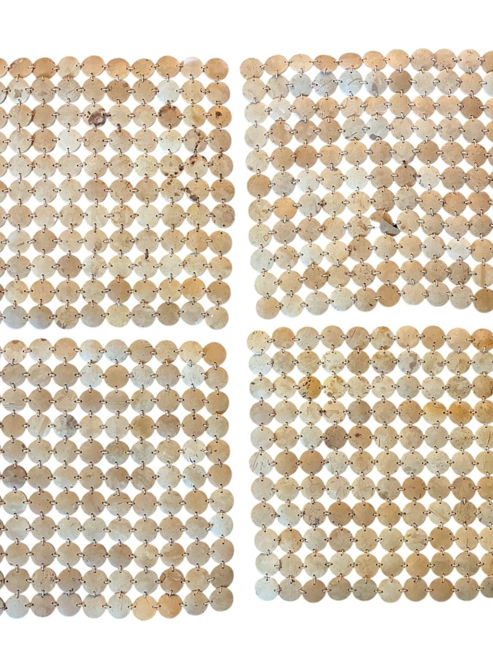 Vintage 4 Wood Woven Rectangular Placemats 18”x12” Made In Philippines Beaded
